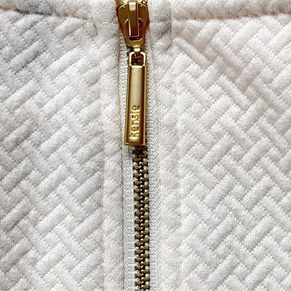 Kensie Ivory Sheath Dress XS Basketweave Shoulder Cut Out - Picture 6 of 7